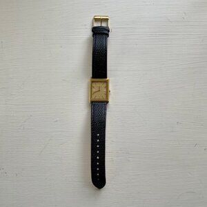 Breda Virgil GQ Limited Edition Watch, Lizard Embossed, Black and Gold